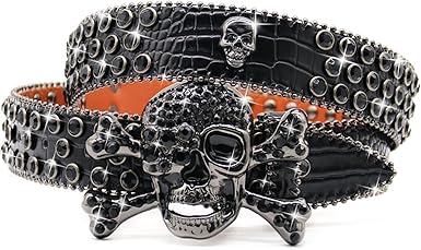 DrillZ Skull Genuine Leather Belt, Punk Y2K Style, Unisex