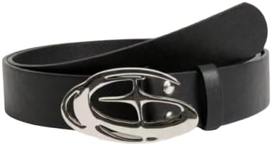 Men's Y2K Moon Buckle Leather Belt Retro Medium Waist Belts for Jeans Pants Streetwear