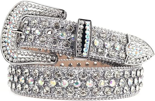 Rhinestone Belts Men Women Fashionable Sparkly Diamond Belt Shiny Crystals Inlaid Design Leather Belt Christmas Gift