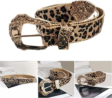 DrillZ 5 Pcs Waist Belt Leopard Print Waist Decor for Women's Jeans & Pants