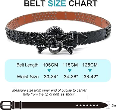 DrillZ Skull Genuine Leather Belt, Punk Y2K Style, Unisex